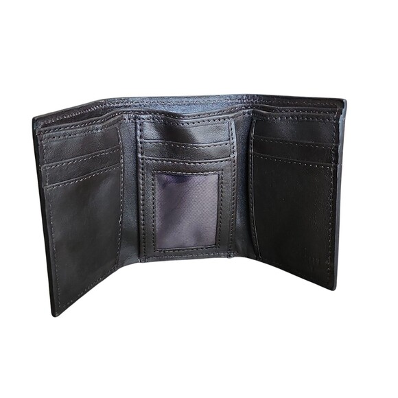 Natural Leather Tri-fold Wallet Floral Feathers Tooled by Ranger Belt Company - Picture 5 of 9